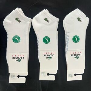 Lacoste Sport Women Cotton Low-cut Socks 3 pairs Size 6-9 White